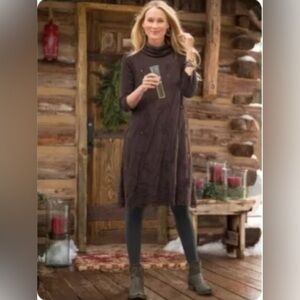 Sundance Eventide Angora Cowl Turtle Neck brown dress